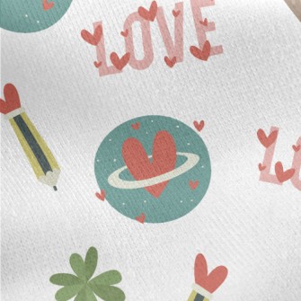 Vintage Love Pencil Leaves Jersey Backed Fleece