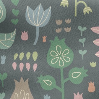 Childlike Cute Flowers Jersey Backed Fleece