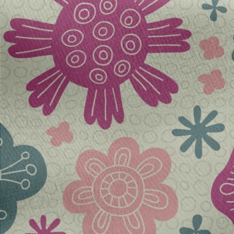 Circle Line Flower Jersey Backed Fleece