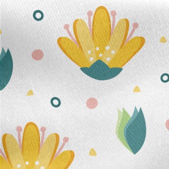 Cute Bright Flowers Jersey Backed Fleece