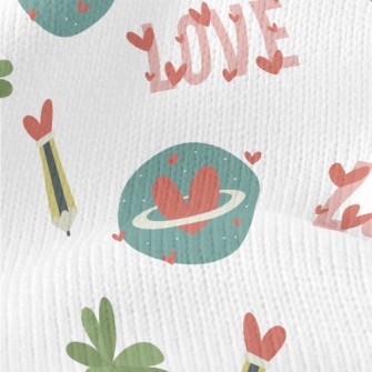 Vintage Love Pencil Leaves Stretch Jersey