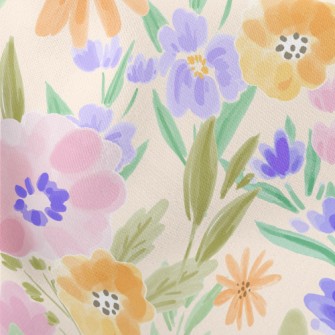 Watercolor Flowers Lightweight Cotton Poplin