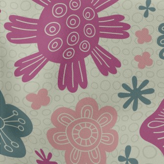 Circle Line Flower Lightweight Cotton Poplin