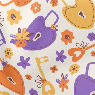 Playful Love Lock Key Lightweight Cotton Poplin