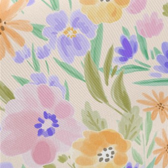 Watercolor Flowers Midweight Cotton Poplin