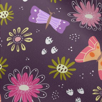 Colorful Butterflies And Flowe Chiffon
