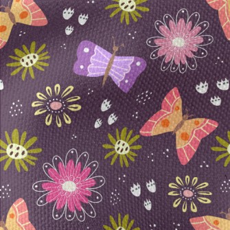 Colorful Butterflies And Flowe Waterproof Canvas