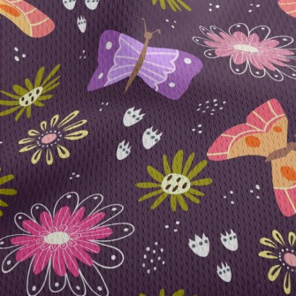 Colorful Butterflies And Flowe Athletic Mesh Flat Back