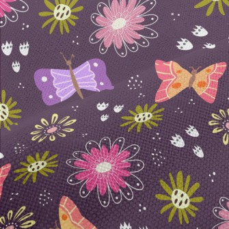 Colorful Butterflies And Flowe Performance Linen