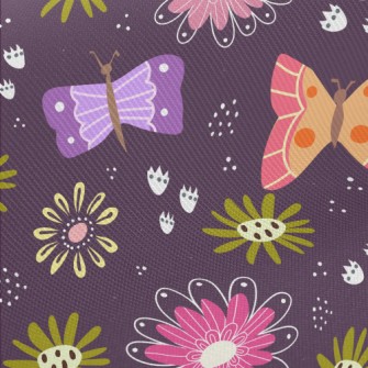 Colorful Butterflies And Flowe Twill