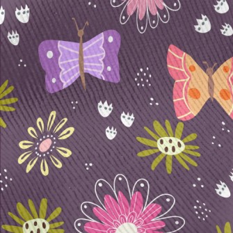 Colorful Butterflies And Flowe Standard Corduroy