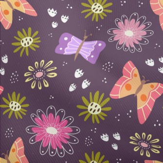 Colorful Butterflies And Flowe Dobby