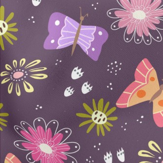 Colorful Butterflies And Flowe Stretch Ponte
