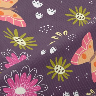 Colorful Butterflies And Flowe Piqué