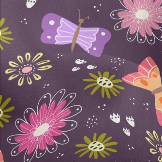 Colorful Butterflies And Flowe Lightweight Performance Linen