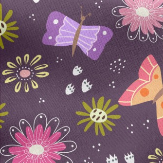 Colorful Butterflies And Flowe Jersey Backed Fleece