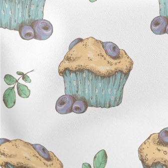 Blueberry Cupcakes Lightweight Cotton Poplin