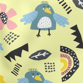 Cute Line Bird Lightweight Cotton Poplin