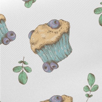 Blueberry Cupcakes Midweight Cotton Poplin