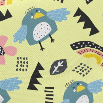 Cute Line Bird Midweight Cotton Poplin