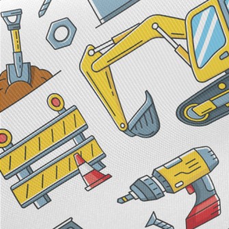 Engineering Vehicle Excavator Midweight Cotton Poplin