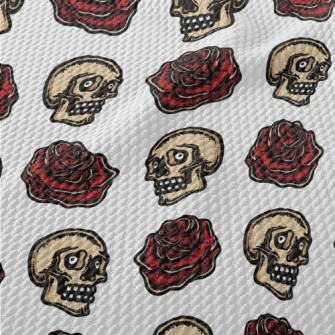 Surprised Skull With Roses Birdseye Piqué