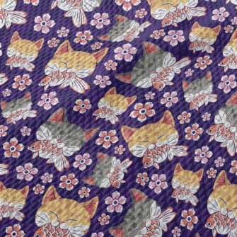 Japanese Goldfish Striped Cat Birdseye Piqué
