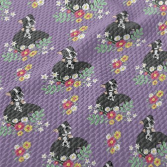 Colorful Flowers French Bulldo Birdseye Piqué