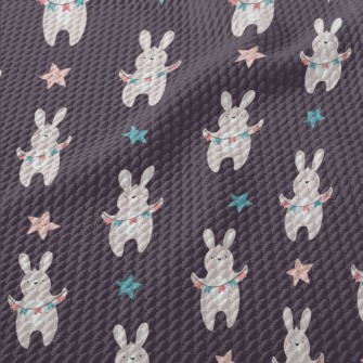 Rabbit Holding A Hanging Flag Birdseye Piqué