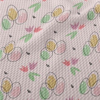 Flowers And Painted Eggs Birdseye Piqué