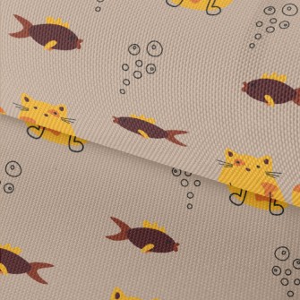 Dazed Cat And Fish Waterproof Oxford