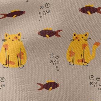 Dazed Cat And Fish Waterproof Canvas