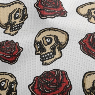 Surprised Skull With Roses Athletic Mesh Flat Back