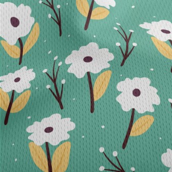 Small White Flowers In The Sno Athletic Mesh Flat Back