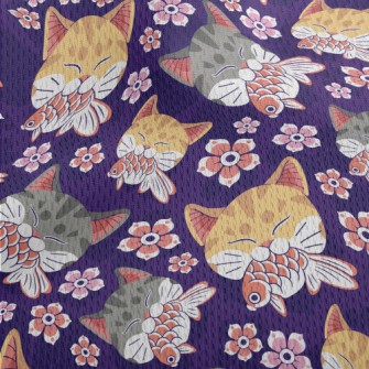 Japanese Goldfish Striped Cat Athletic Mesh Flat Back