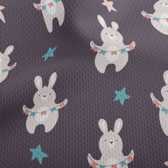 Rabbit Holding A Hanging Flag Athletic Mesh Flat Back