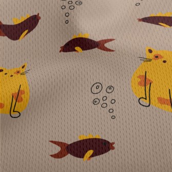 Dazed Cat And Fish Athletic Mesh Flat Back