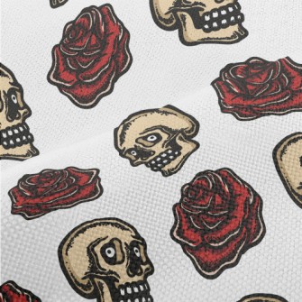 Surprised Skull With Roses Performance Linen