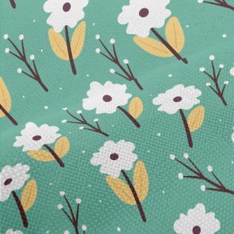 Small White Flowers In The Sno Performance Linen