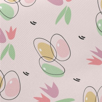 Flowers And Painted Eggs Twill