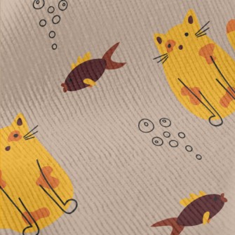 Dazed Cat And Fish Standard Corduroy