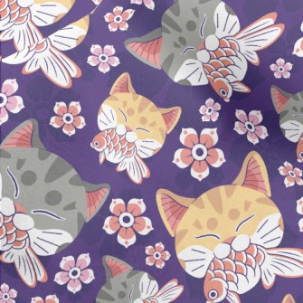 Japanese Goldfish Striped Cat Micro Fleece