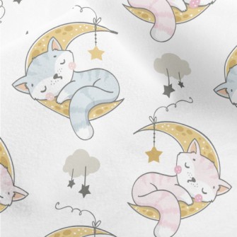 Cat Sleeping On The Moon Micro Fleece