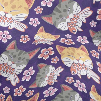 Japanese Goldfish Striped Cat Lightweight Performance Linen