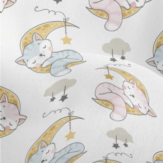 Cat Sleeping On The Moon Lightweight Performance Linen