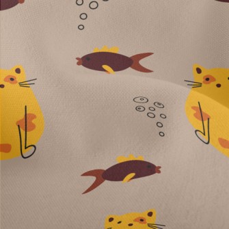 Dazed Cat And Fish Lightweight Performance Linen