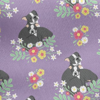 Colorful Flowers French Bulldo Jersey Backed Fleece