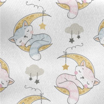 Cat Sleeping On The Moon Jersey Backed Fleece