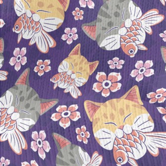 Japanese Goldfish Striped Cat Stretch Jersey