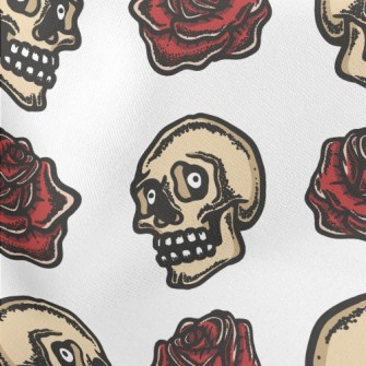 Surprised Skull With Roses Lightweight Cotton Poplin